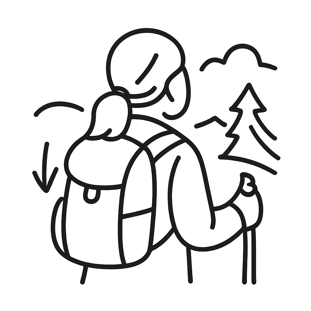 the back of a grey-haired woman hiking in nature, outdoors, representing an avatar or profile image